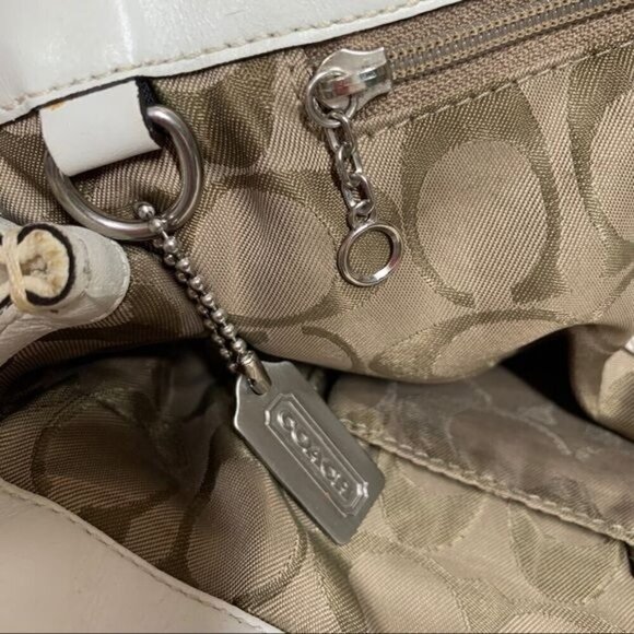 Coach Satchel Reversible Handles Ivory Canvas/Leather Trim M042-1834 - Picture 8 of 13